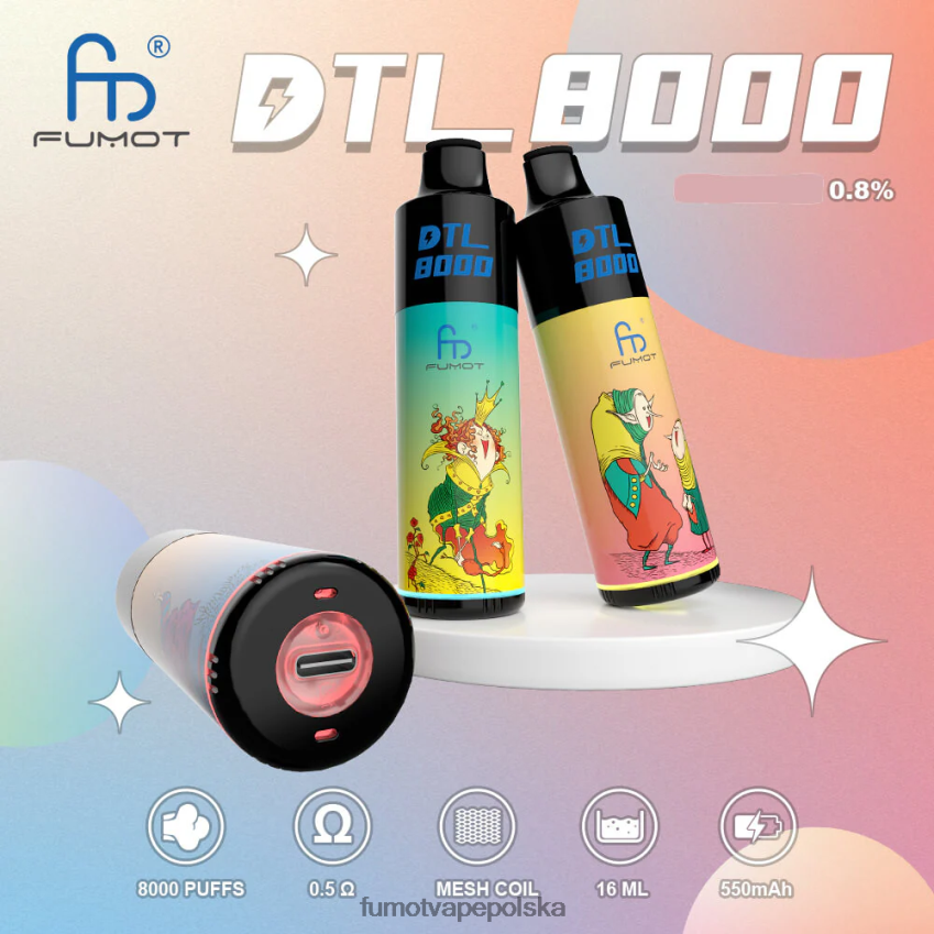 Fumot DTL 8000 jednorazowy długopis do waporyzacji - 16ml (1 szt.) - Fumot Vape Online Shop 2ZVZ60420 pani zabójczyni