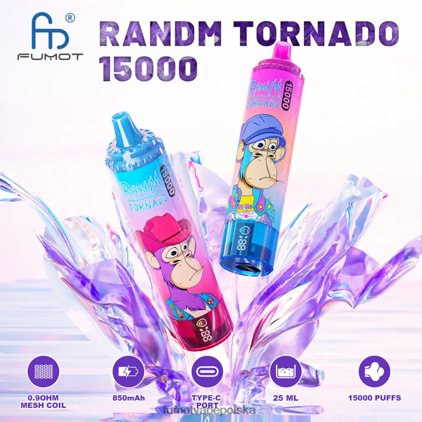 Fumot Tornado Waporyzator jednorazowy 15000 - 25ml (1 szt.) - Fumot Cena 2ZVZ60183 winogrono truskawkowe