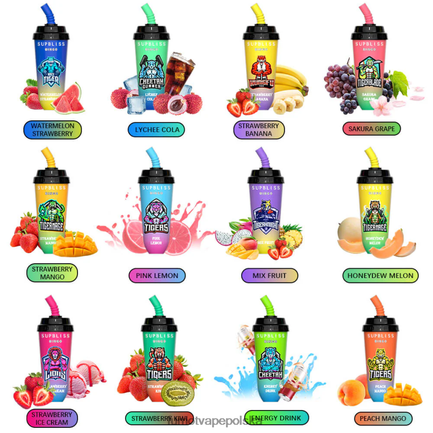 Fumot Supbliss Bingo Jednorazowe urządzenie do waporyzacji 16 ml 8000 (1 sztuka) - Fumot Vape Online Shop 2ZVZ60410 kiwi truskawkowe