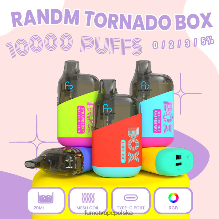 Fumot Tornado 10000 jednorazowych pojemników na vape - 20ml (1 szt.) - Fumot E Papieros 2ZVZ60357 toba miętowa