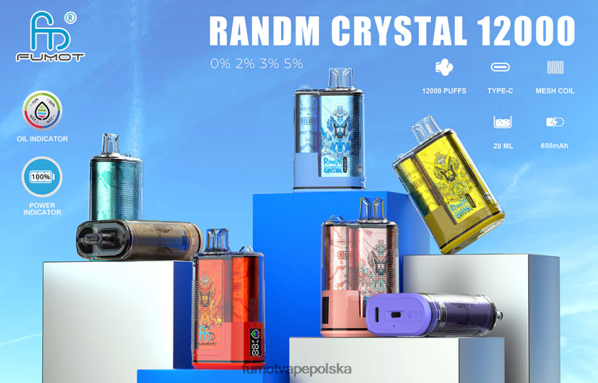 Fumot Crystal Jednorazowe pudełko na vape 20ml 12000 (1 sztuka) - Fumot Tech 2ZVZ60279 winogrono truskawkowe