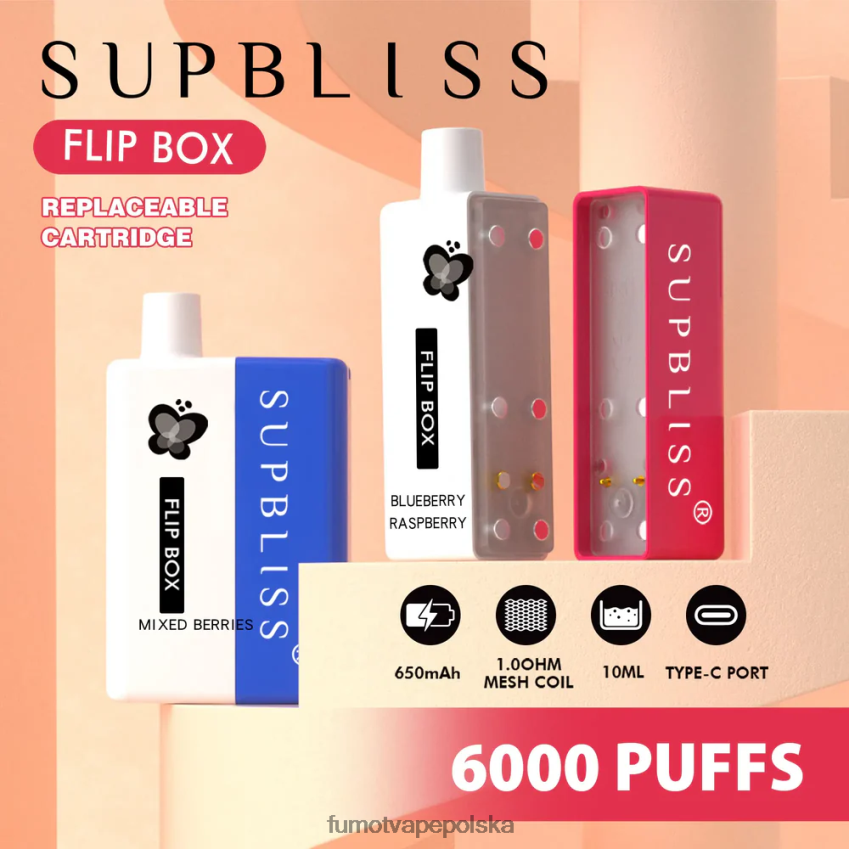 Fumot Supbliss Flip box 6000 wymienny zestaw do waporyzacji - 10ml (1 szt.) - Fumot Cena 2ZVZ60333 winogrono wiśniowe