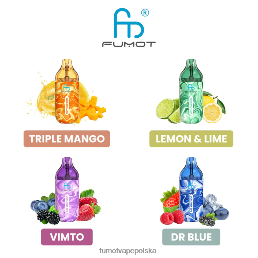 Fumot Volcano Waporyzator jednorazowy zgodny z normą 600 tpd - 2ml (zestaw 3 sztuki) - Fumot Vape Online Shop 2ZVZ60290 cytryna i limonka